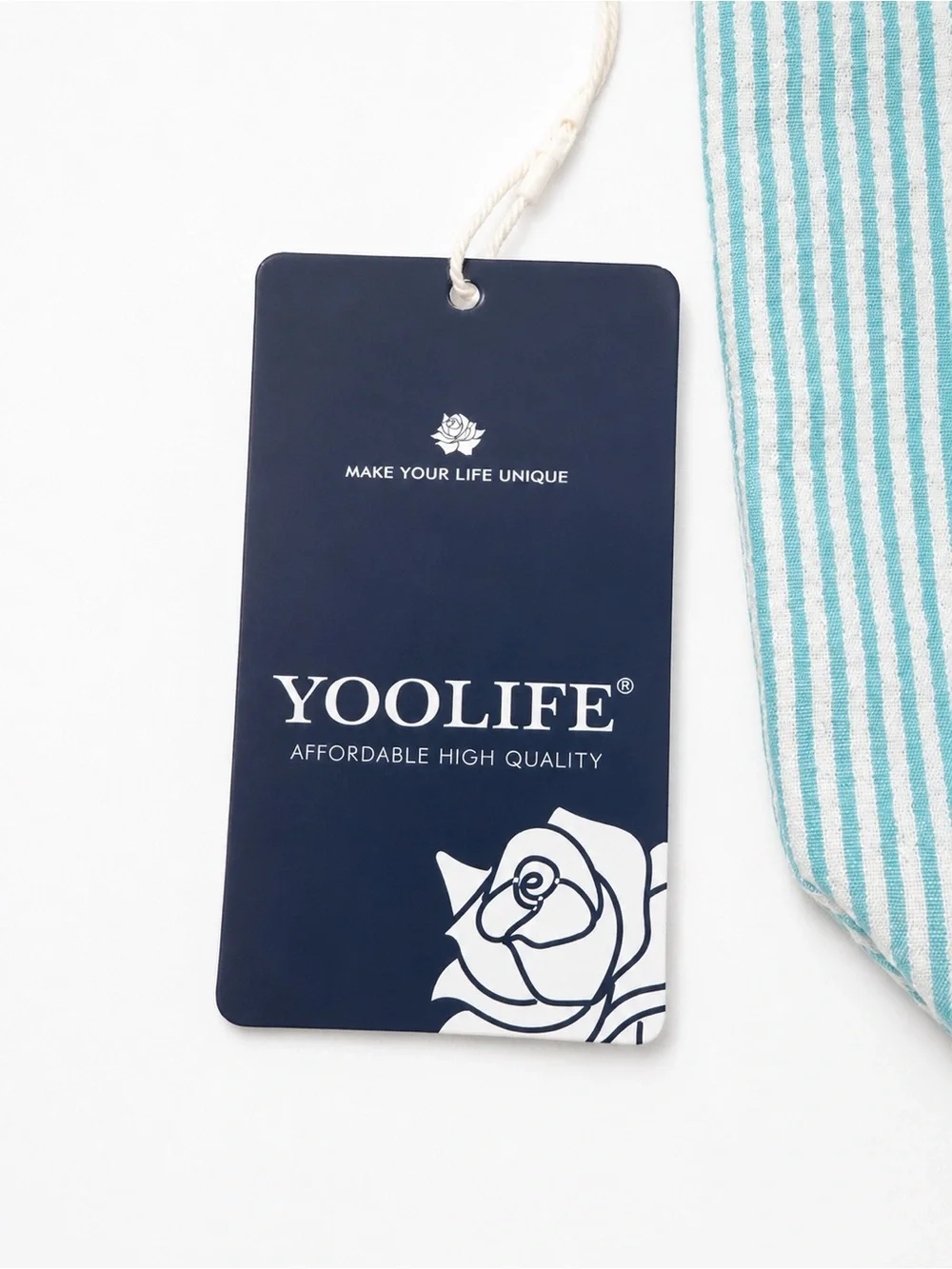 YOOLIFE Seersucker Initial “K” Cosmetic / Makeup Bag – Aqua Stripe NWT